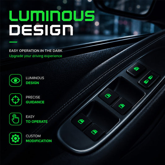 Car Window Lift Switch Luminous Stickers - Colorful Night Glow Warning Button Decal