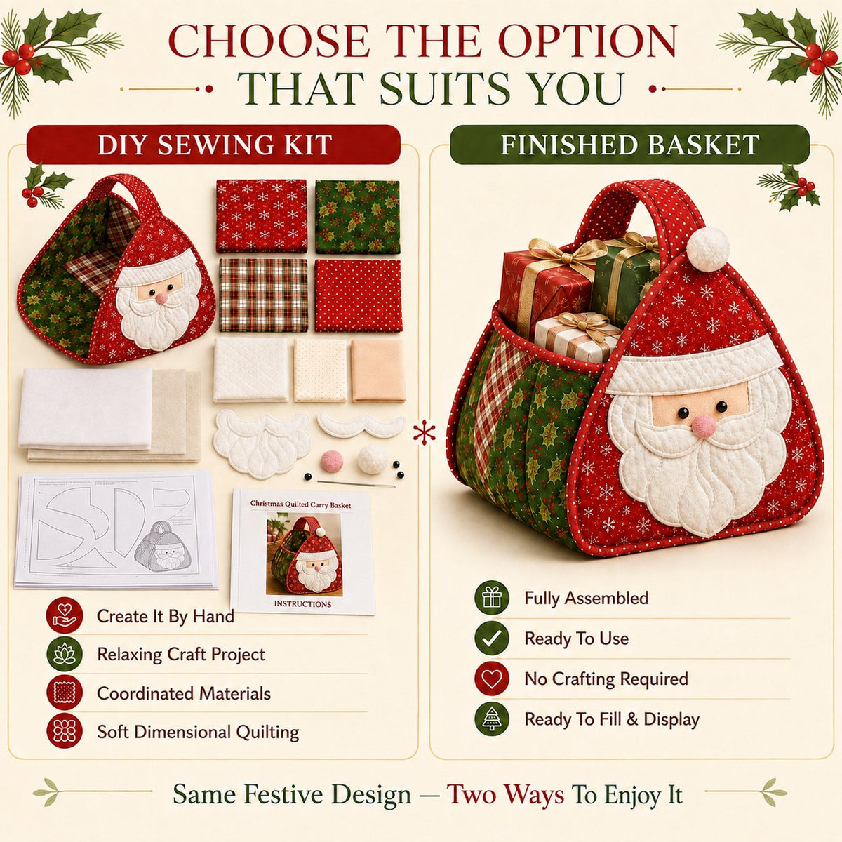 🎄 Christmas Character Quilted Carry Basket ✨