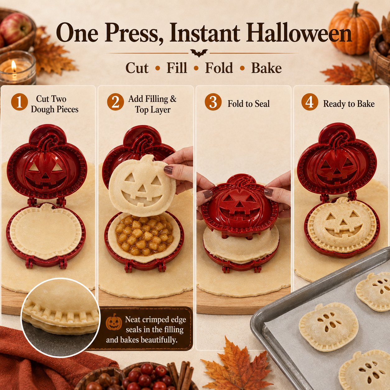 🎃 8-Piece Halloween Mini Hand Pie Mold Set