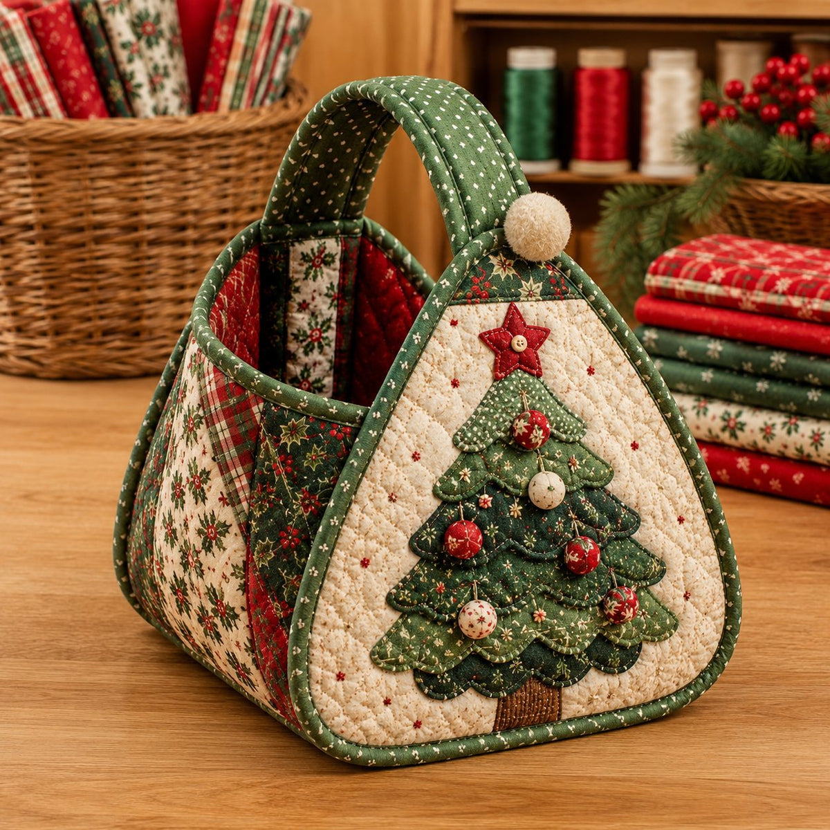 🎄 Christmas Character Quilted Carry Basket ✨
