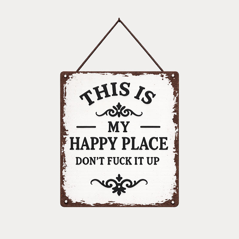 “This Is My Happy Place” Rustic metal Hanging Sign ✨🏡💖