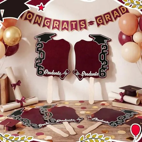 🔥Last Day 49% OFF - 🎓Class of 2026 Graduation Fan Set — Double-Sided Photo Props with Handles