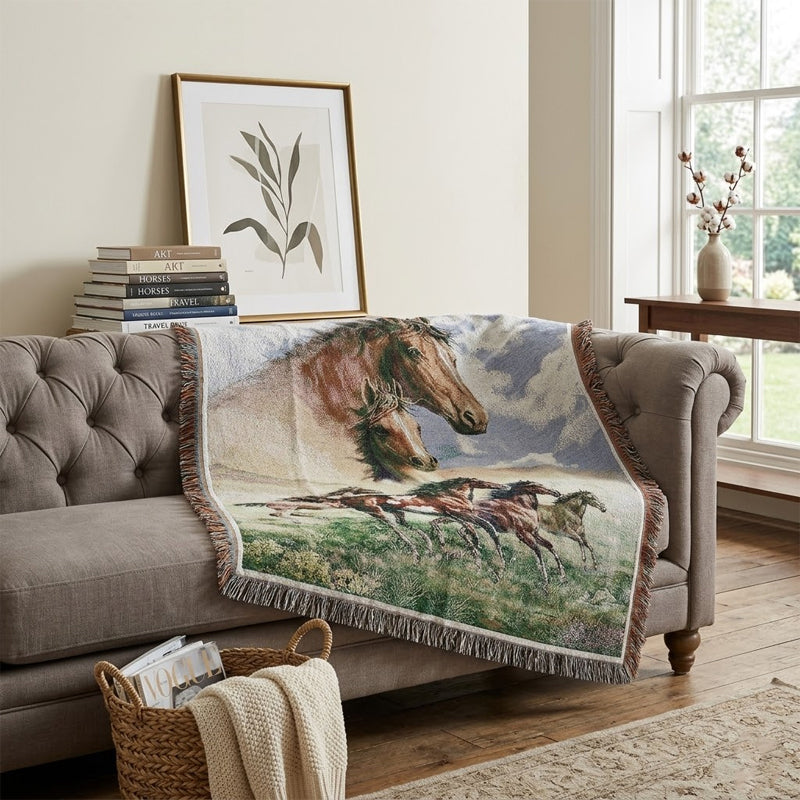 🐎 Spirit of the Wild: Artisan Horse Tapestry Blanket