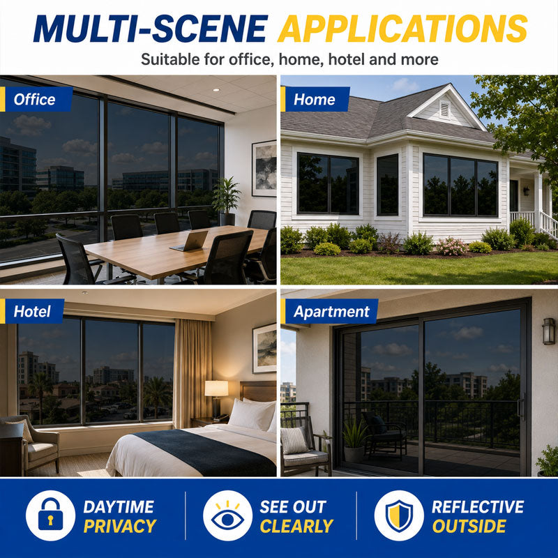 One-Way Privacy Window Film Heat Insulation Balcony Sunshade Glass Sticker Living Room Window Sunscreen