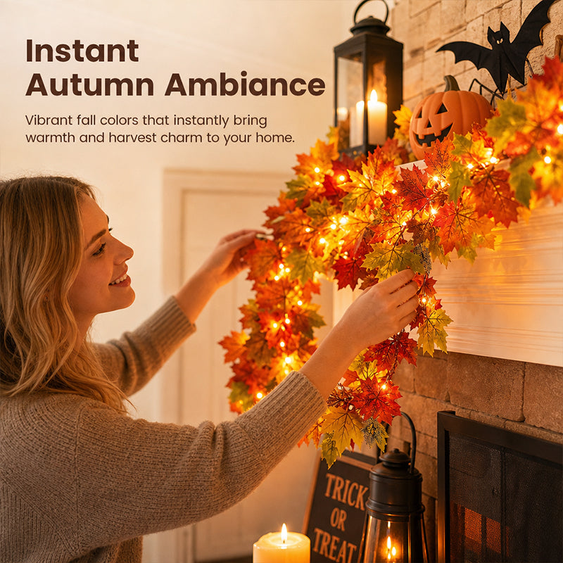 Autumn Maple Leaf Garland Decoration Set | Create a Warm Autumn Home Atmosphere
