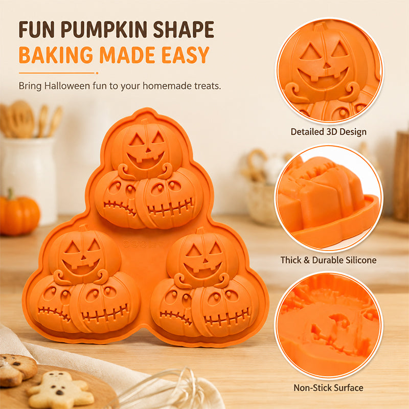 🎃 3-Cavity Halloween Pumpkin Mold
