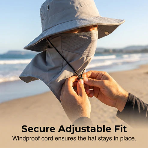 ☀️ Breathable fishing hat with a removable face mask