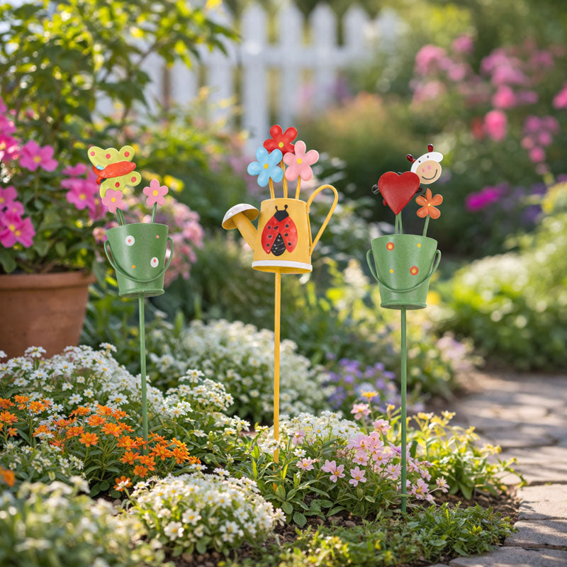 🌸 Colorful Metal Garden Stake Decor