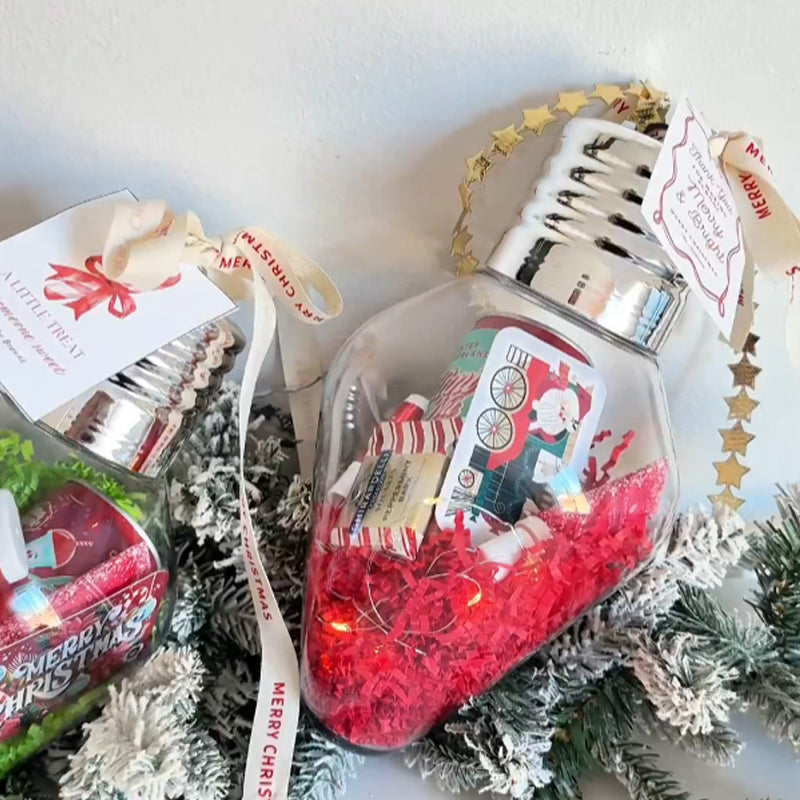 Christmas gift jar shaped like a light bulb