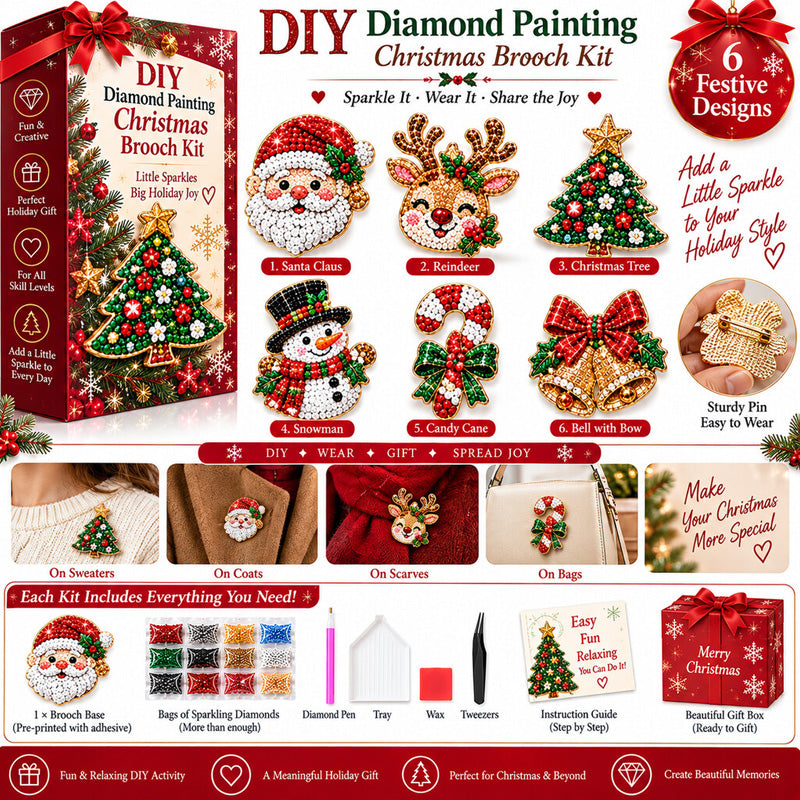 DIY Diamond Painting Christmas Brooch Kit