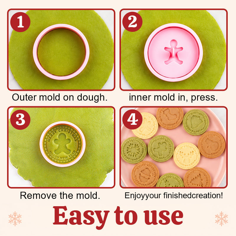 🎄🍪 Festive Christmas Cookie Cutter Set – 3D Holiday Baking Stamps for Reindeer, Snowflakes & More