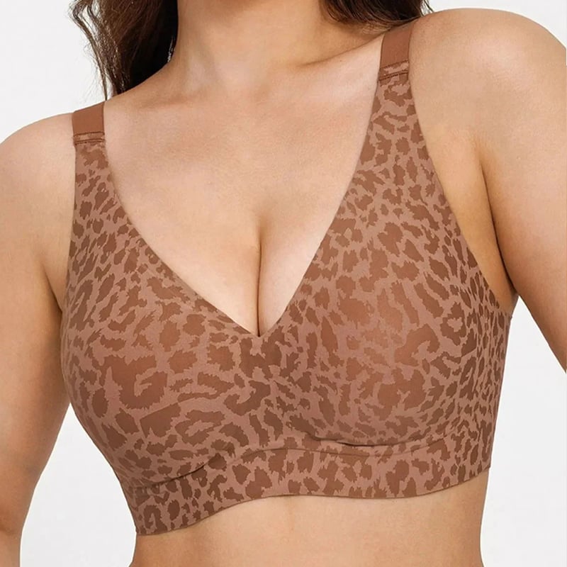 🏆LAST DAY SALE 46% OFF 🔥Super Firming Leopard Print Jelly Bra | Women Wirefree Bras 👍No More Sagging Breasts