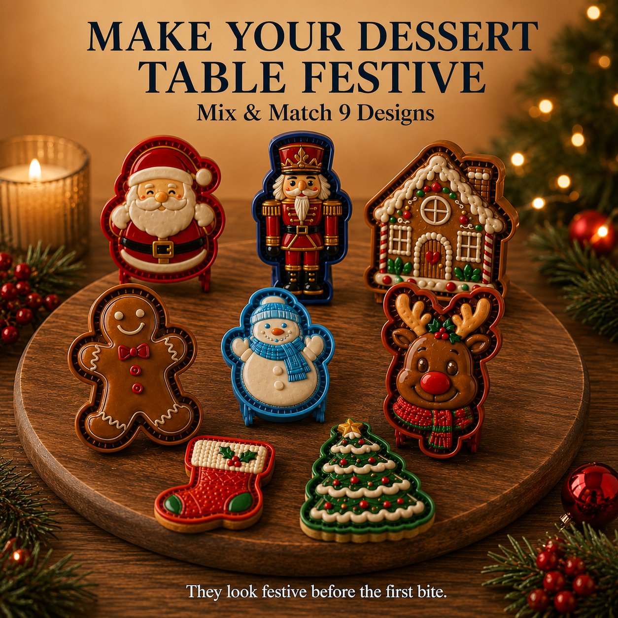 🎄 8-Design Christmas Mini Pie Mold Collection
