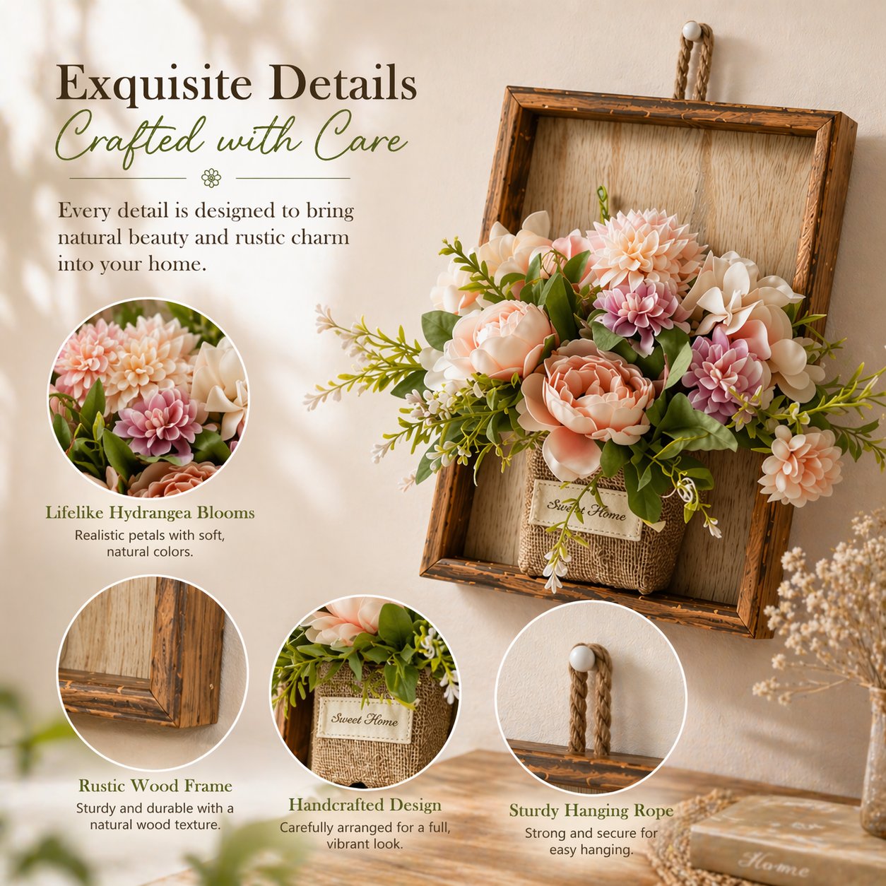 Eternal Bloom: The Rustic Floral Wall Gallery