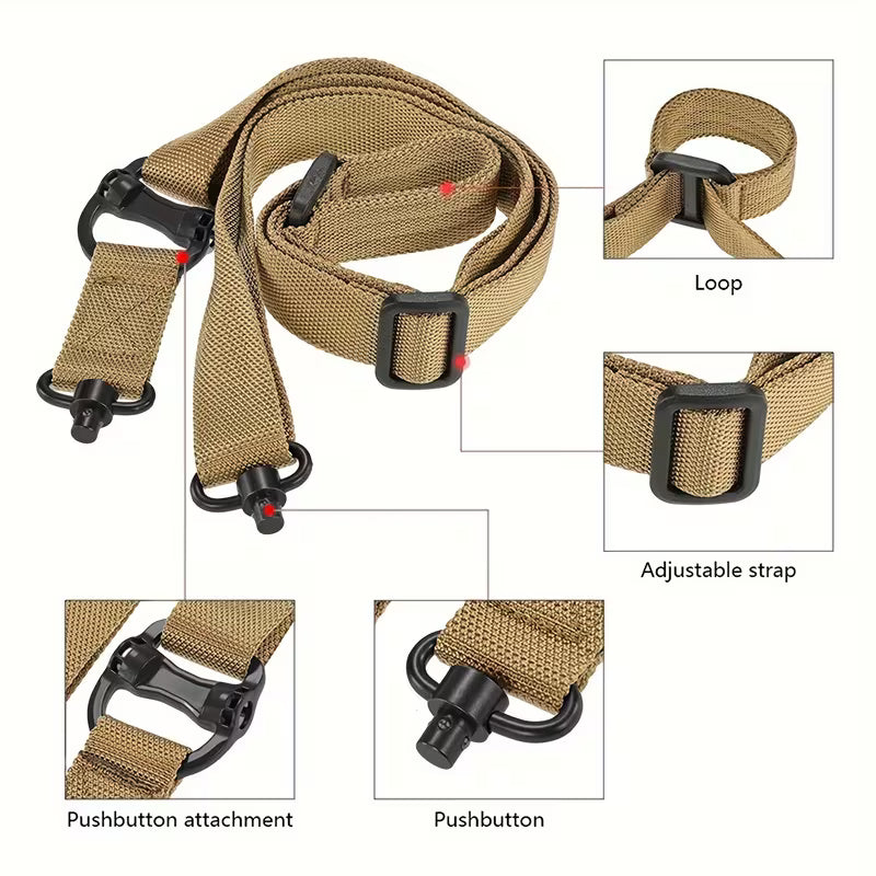 Adjustable 2-in-1 Tactical Rifle Sling – Convertible Single/Double Point with Hook