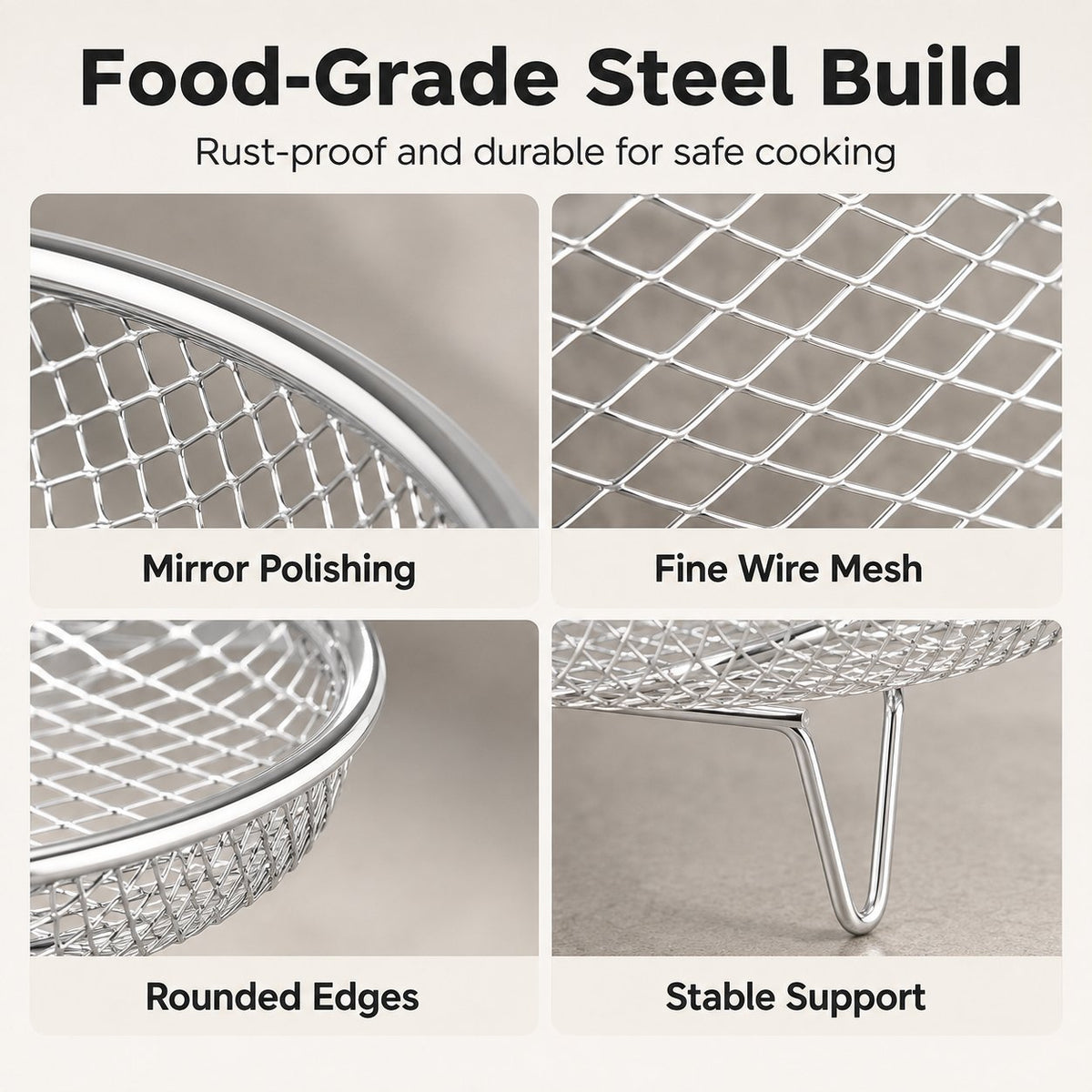 🔥🥘 Stainless steel rack for hot-air fryers – Effortless crispiness
