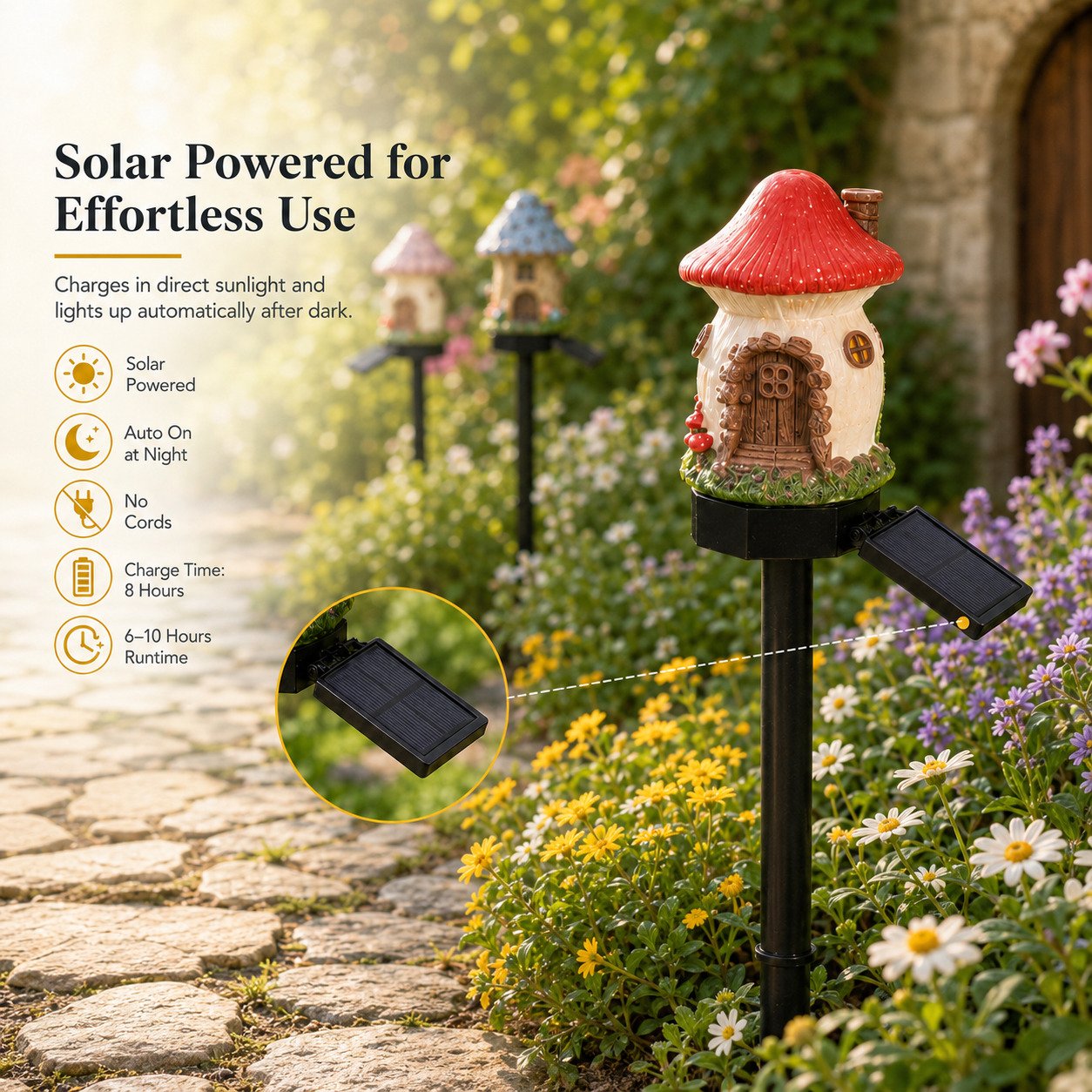 🏆Limited Time Sale 49% OFF🌙🏡Solar Fairy-Tale Mushroom Cottage Garden Light