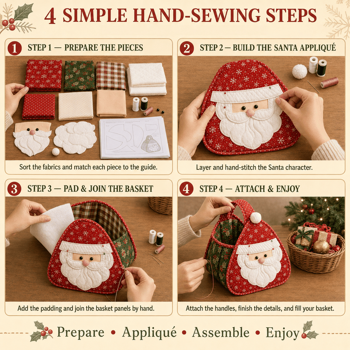 🎄 Christmas Character Quilted Carry Basket ✨