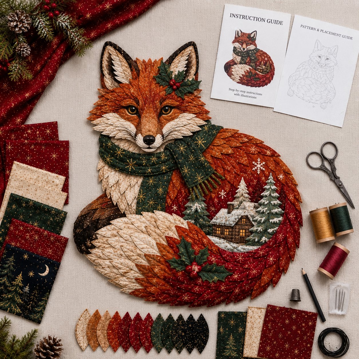🔥Last Day 49% OFF - 🎄🎅Christmas Woodland Wildlife DIY Patchwork Kit