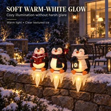🎄Lighted Penguin Icicle Window Ledge Set