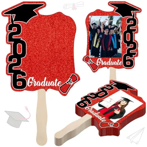 🔥Last Day 49% OFF - 🎓Class of 2026 Graduation Fan Set — Double-Sided Photo Props with Handles