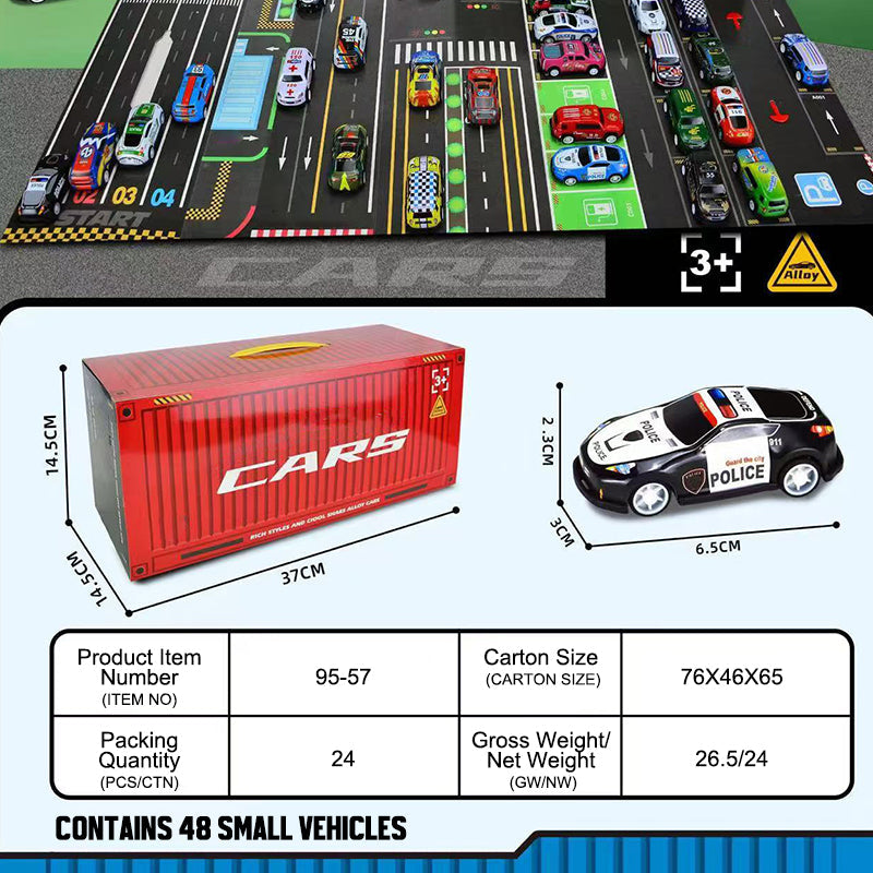 Zestaw upominkowy z mini kontenerem z funkcją pullback do samochodu 🚗🎁