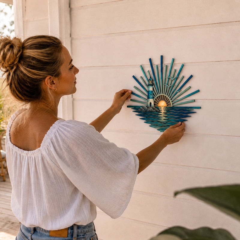⏳ Last Day 49% OFF – 🌊 Coastal Sunrise Metal Wall Art🐚