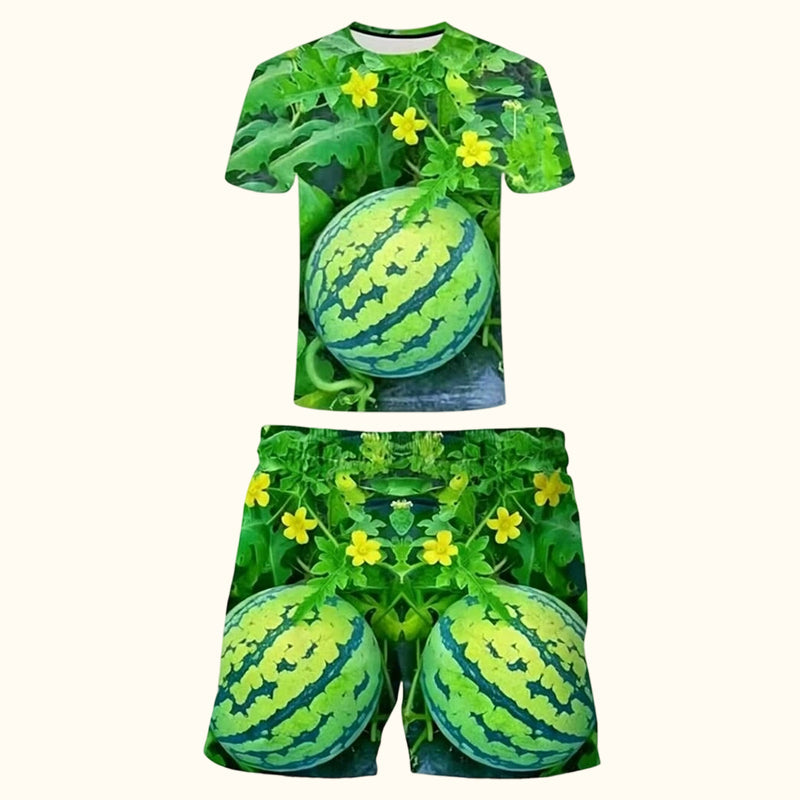 🍉 Funny Watermelon Print T-Shirt Set