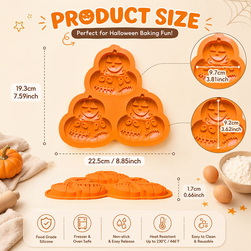 🎃 3-Cavity Halloween Pumpkin Mold