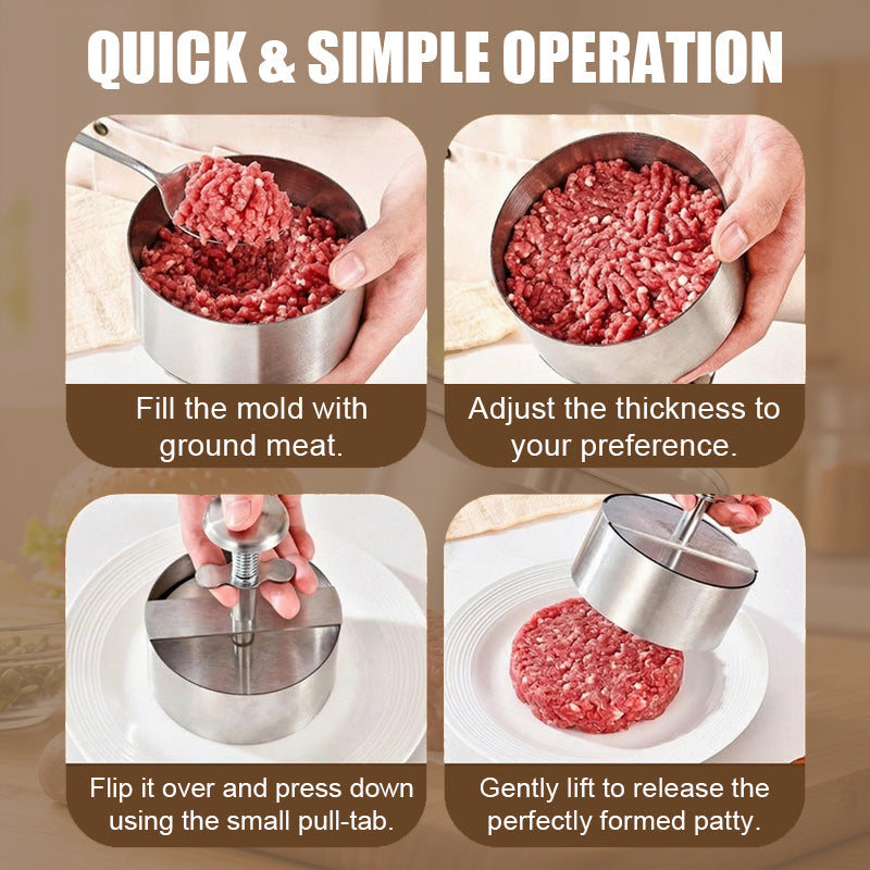 304 Stainless Steel Burger Press - Perfect Patties Every Time!