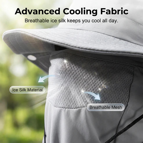 ☀️ Breathable fishing hat with a removable face mask