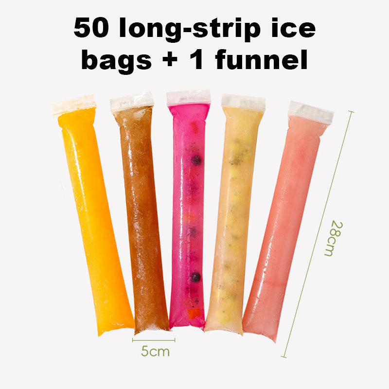 Disposable Ice Pop Bags - DIY Homemade Ice Popsicle Molds - Food Grade Self-Sealing Bags