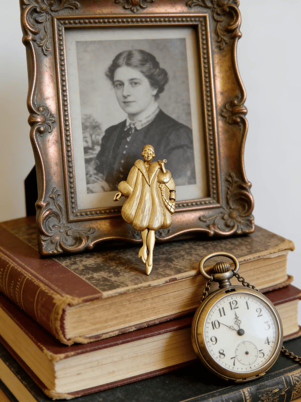 🔥Hot Sale SALE - 💃Vintage 1920s Flapper Girl Movable Figural Brooch