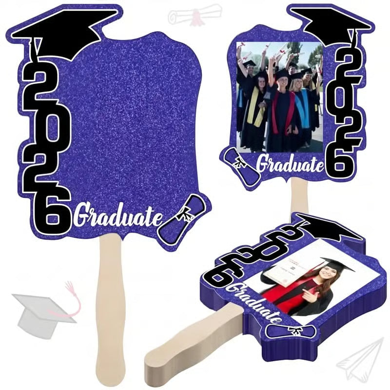 🔥Last Day 49% OFF - 🎓Class of 2026 Graduation Fan Set — Double-Sided Photo Props with Handles