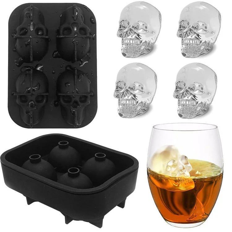 🥳2026 HOT SALE💀🧊 50% OFF! DIY Silicone Skull Ice Cube Tray – Giant slow-melt skull for whiskey, cocktails & more.✨