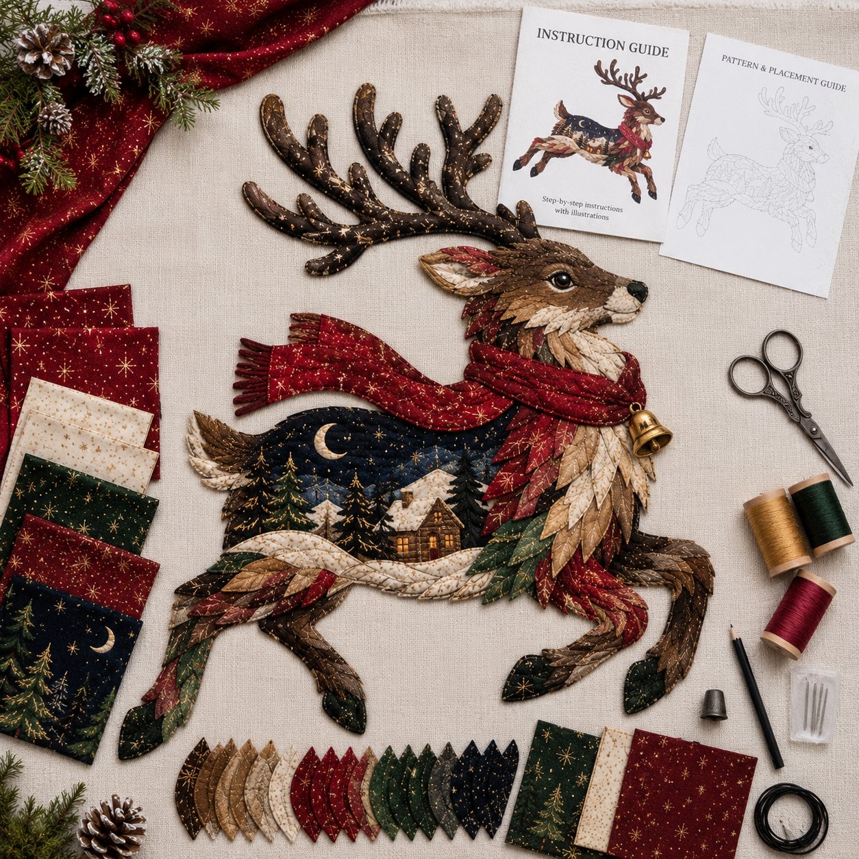 🔥Last Day 49% OFF - 🎄🎅Christmas Woodland Wildlife DIY Patchwork Kit