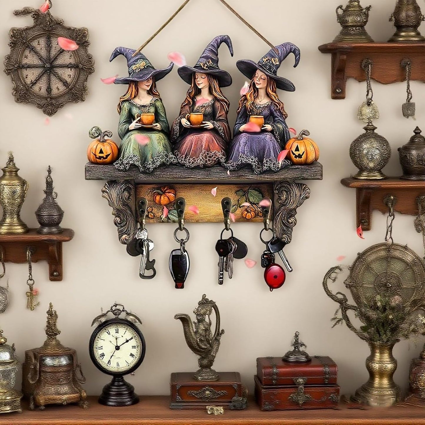🎃2025 Halloween Witch Keyring Wooden Wall Decoration