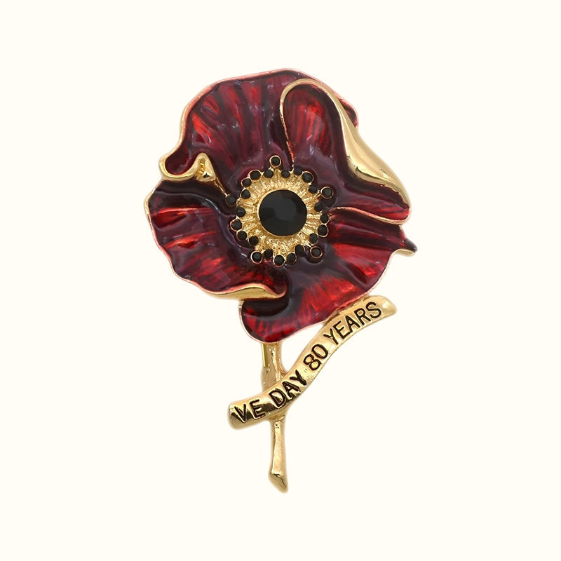 🌺 Red Enamel Poppy Brooch
