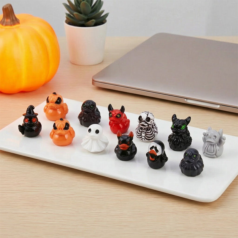 🎃🐤 Halloween Resin Mini Duckies — 12 Spooky Designs, 1‑Inch Tiny Decor