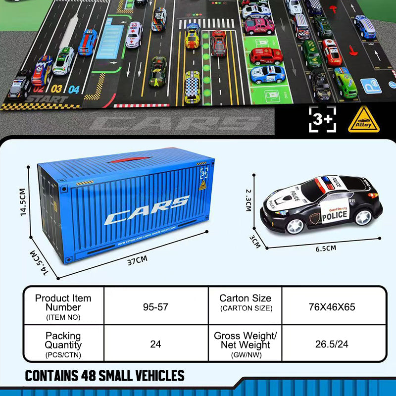 Zestaw upominkowy z mini kontenerem z funkcją pullback do samochodu 🚗🎁