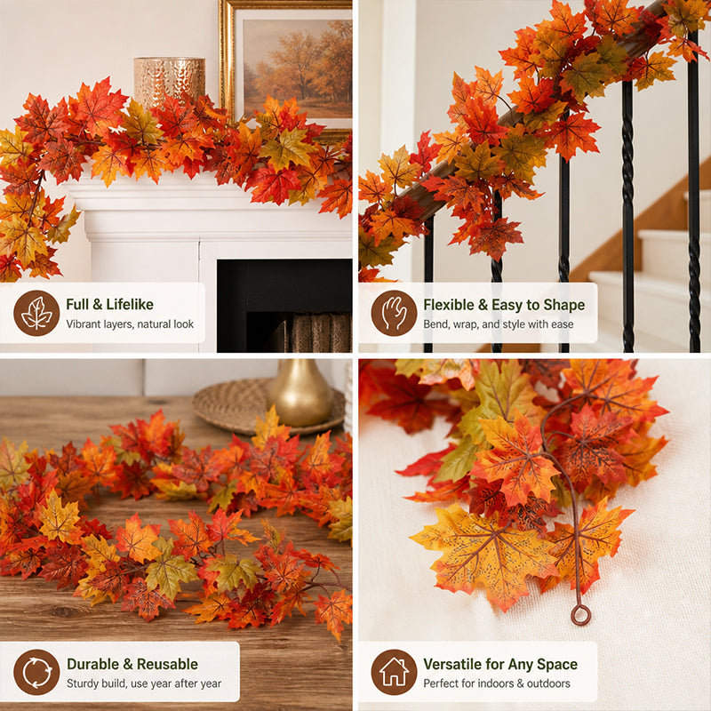 Autumn Maple Leaf Garland Decoration Set | Create a Warm Autumn Home Atmosphere