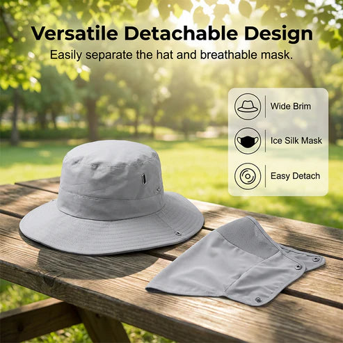 ☀️ Breathable fishing hat with a removable face mask