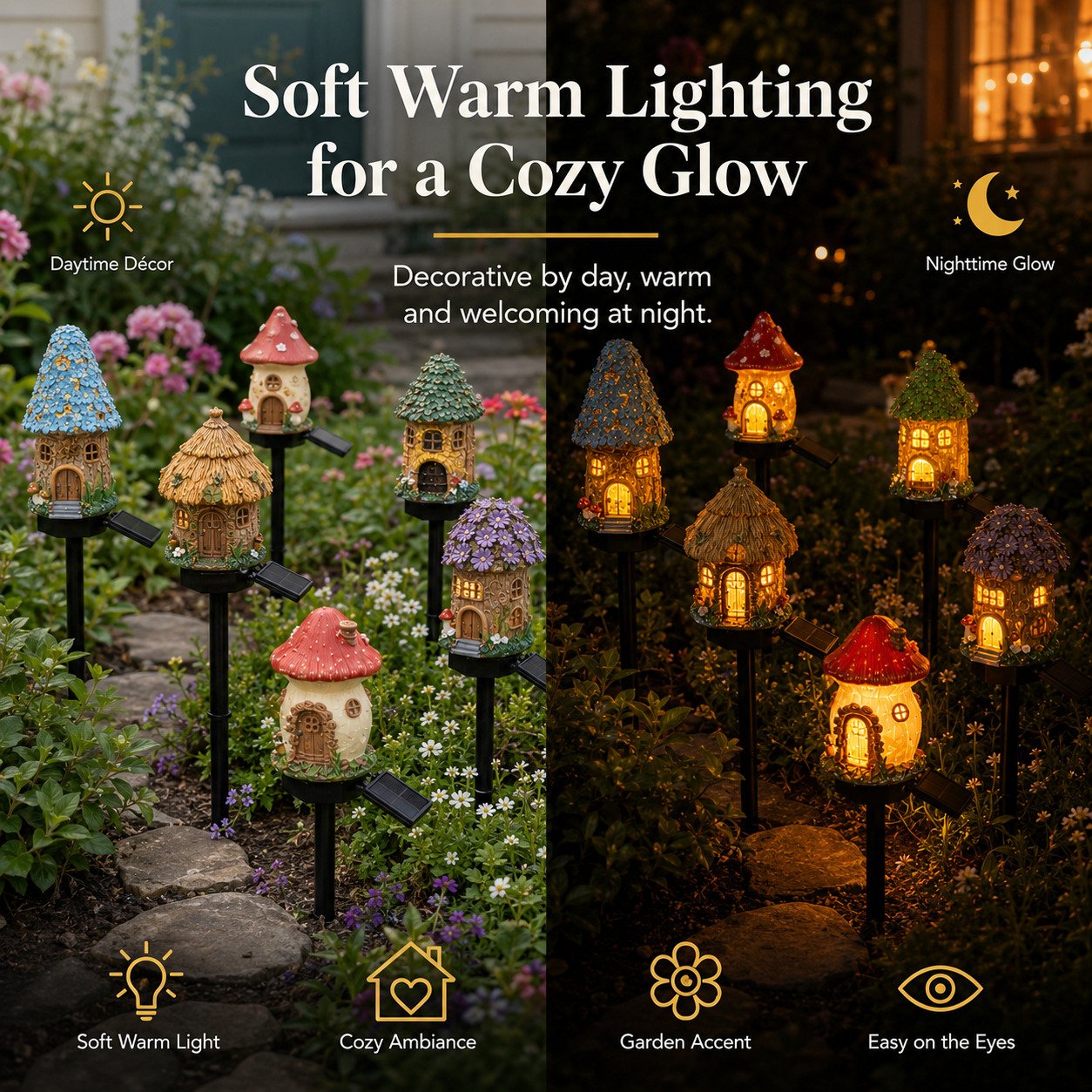 🏆Limited Time Sale 49% OFF🌙🏡Solar Fairy-Tale Mushroom Cottage Garden Light