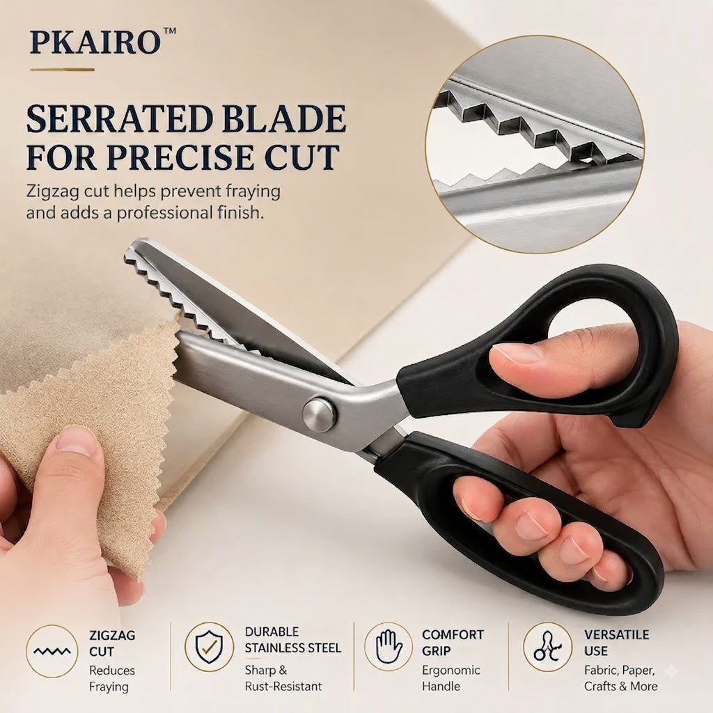 ✂️9.1" Professional Stainless Steel Pinking Shears-✨Sharp Zigzag Edge Fray-Free Scissors for Sewing & DIY Crafts