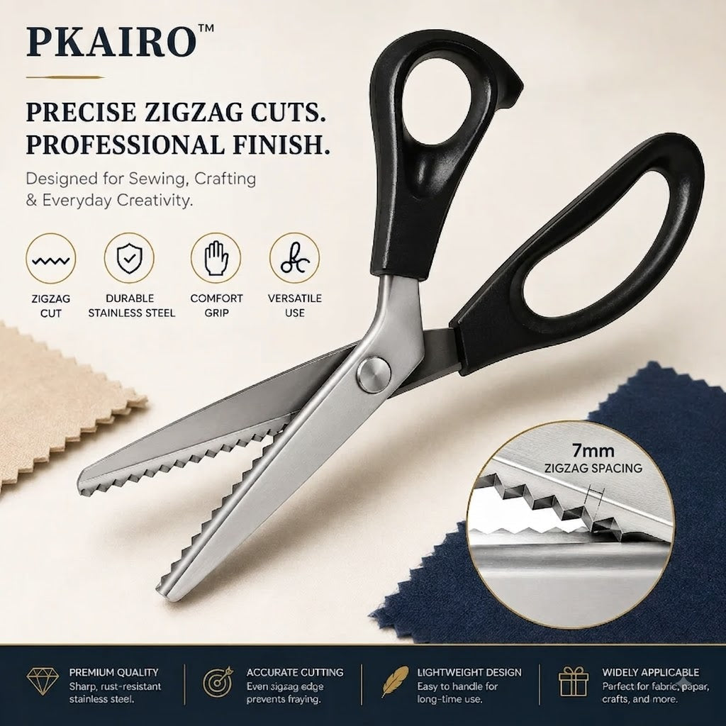 ✂️9.1" Professional Stainless Steel Pinking Shears-✨Sharp Zigzag Edge Fray-Free Scissors for Sewing & DIY Crafts