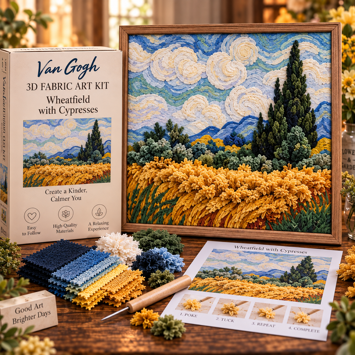 🎨 Van Gogh 3D Fabric Art Kit | Create Your Own Textured Masterpiece