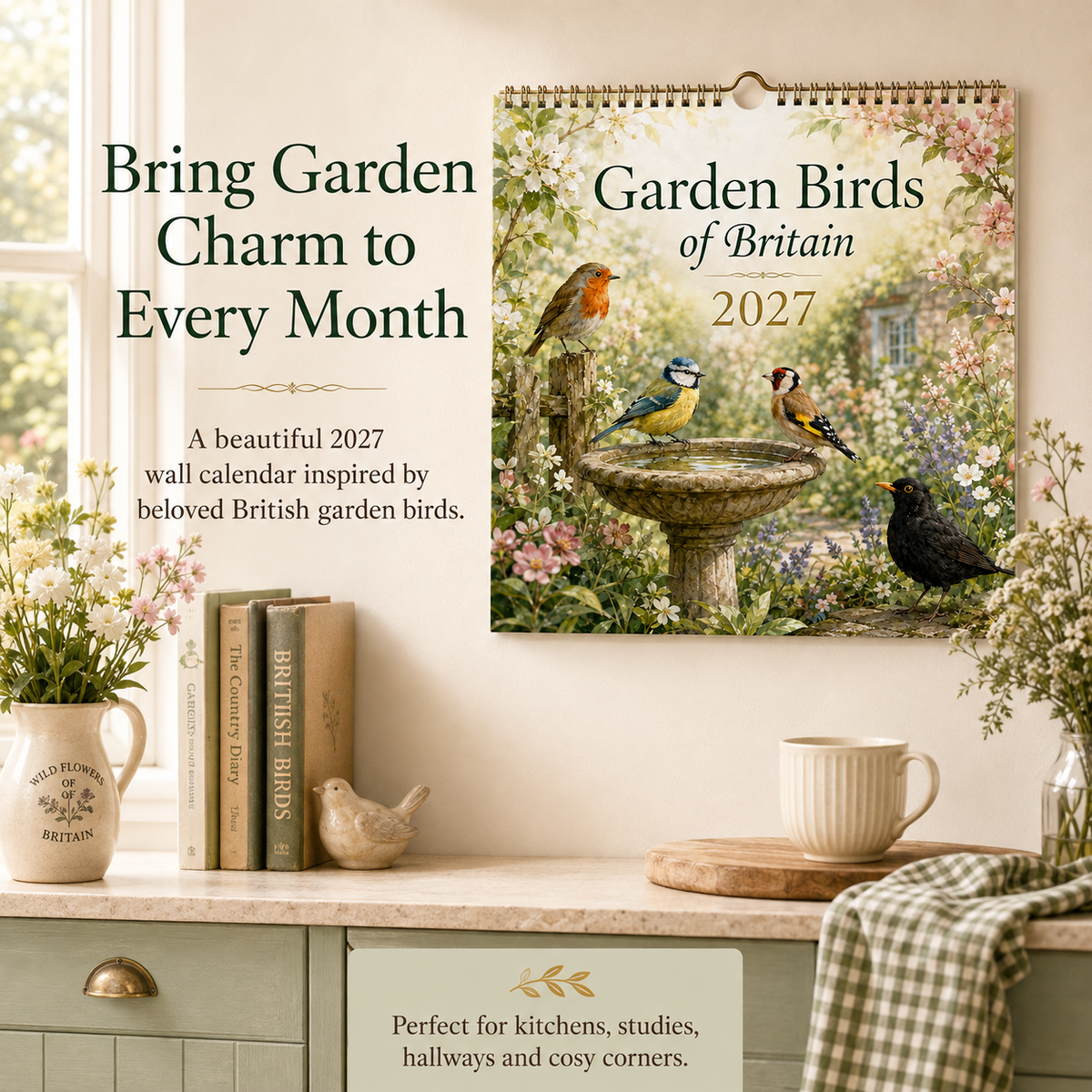 Garden Birds of Britain 2027 Wall Calendar – 12 Months of Charming British Garden Bird Artwork