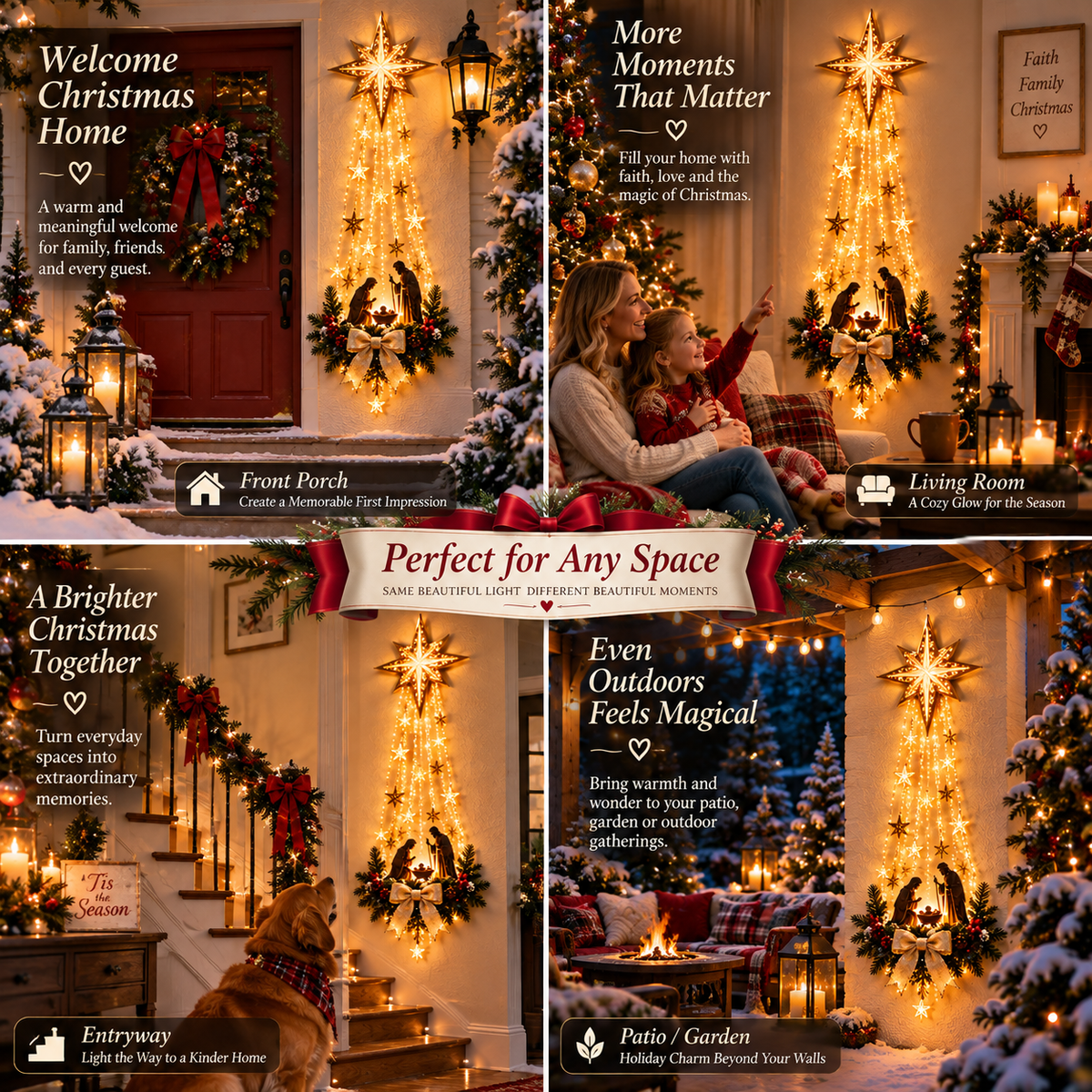 ✨Last Day 49% OFF✨✝️ Bethlehem Star of Faith™ – Lighted Nativity Wall Decor