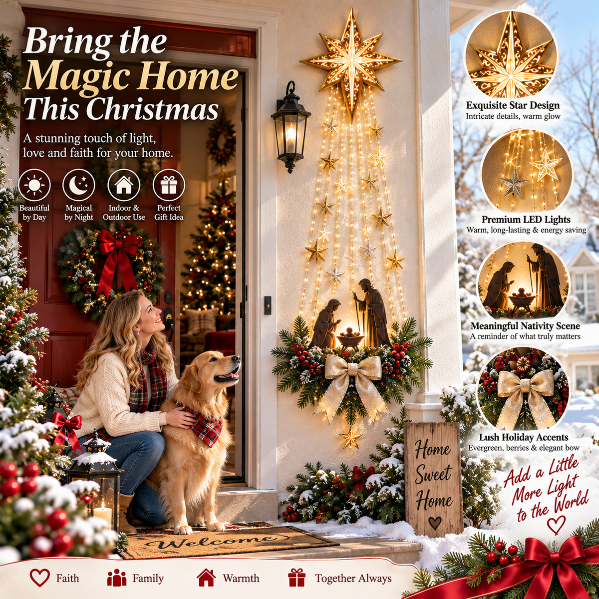 ✨Last Day 49% OFF✨✝️ Bethlehem Star of Faith™ – Lighted Nativity Wall Decor