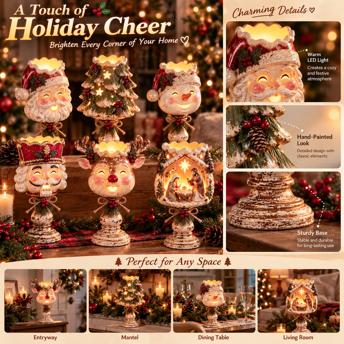 🎄 Christmas Heirloom Glow Candle Holder Collection